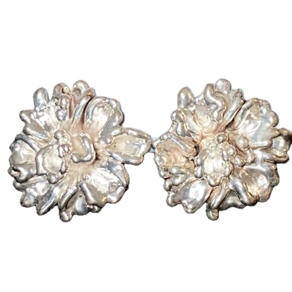 NEW Sterling Silver 142g - 1.25" Blossom Earrings Post & Lever Back NIB - Picture 4 of 8